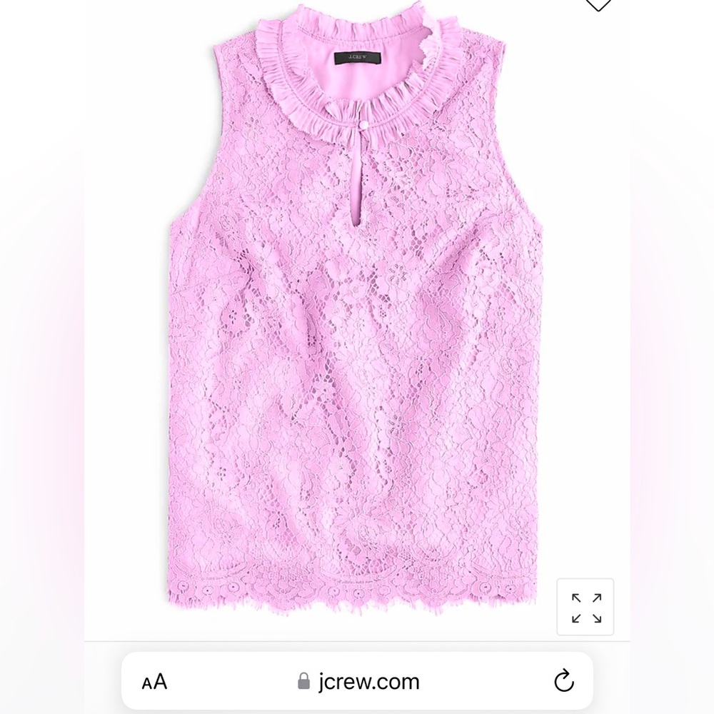 NWOT J CREW LACE RUFFLE NECK TOP